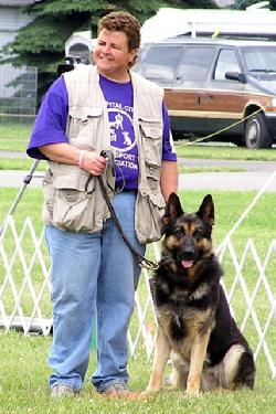 Cheryl & Hazard, the only Grand Champion German Shepherd Dog to be awarded the UKC Police Dog 1 title.