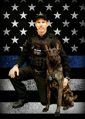 Sergeant Moore of the Osceola County (MI) Sheriff's Department and Dutch Shepherd K-9 Chase from our Cher Car Kennels Becker x Zuster 2014 litter
