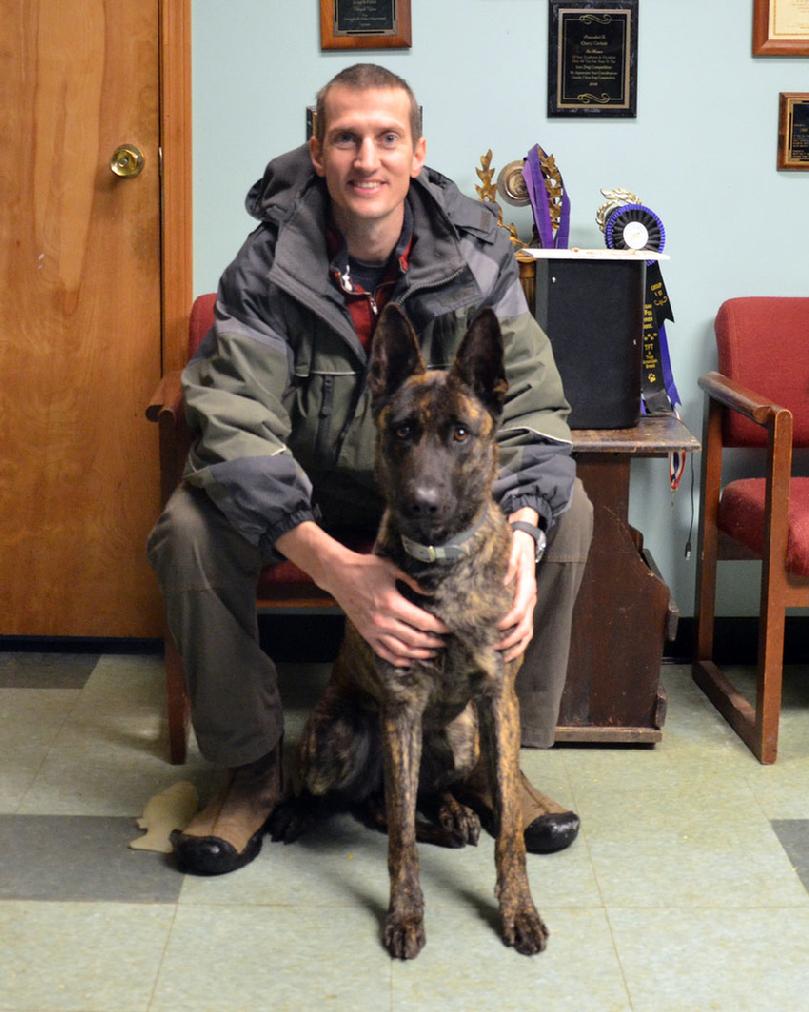 Orleans County Vermont Sheriffs Department Deputy David Roos with his new PSD K9 Cher Cars Torie