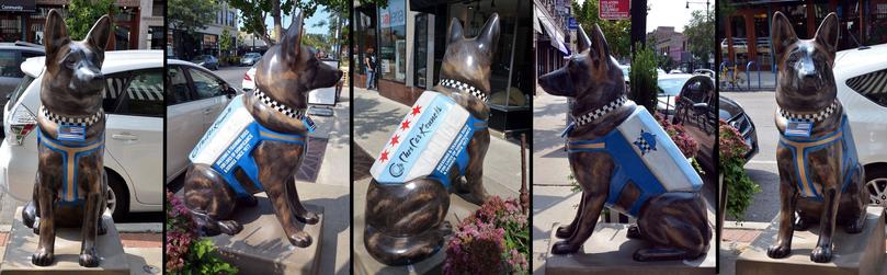 "K9s For Cops" Dutch Shepherd Police Dog statue commissioned by Cher Car Kennels on behalf of the Chicago Police Memorial Foundation